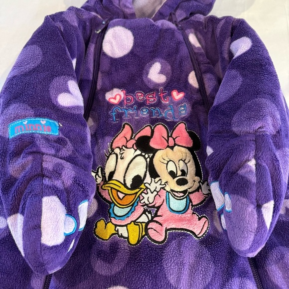 Disney Footie Baby Minnie Daisy Purple Polka Dot Hearts Bunting Bag Sz 6/12 Mo - Picture 13 of 15